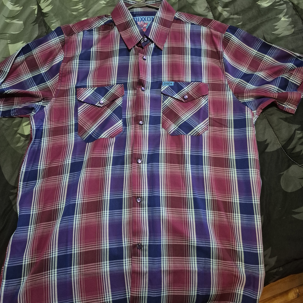 DIXXON Burgundy and Navy Plaid Button Down Shirt (Brand New)